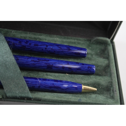 496 - CROSS Century Classic Blue Lacquer Fountain Pen Set w/ 18ct Nib, Rollerball Etc