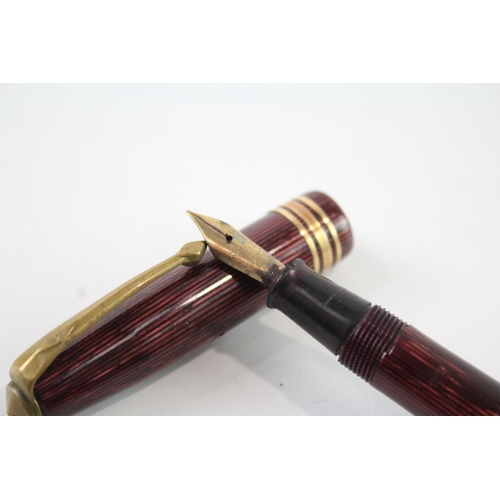 497 - Vintage Conway Stewart 36 Burgundy Fountain Pen w/ 14ct Gold Nib WRITING