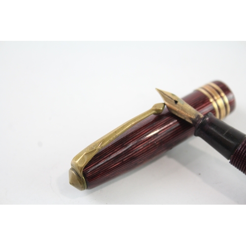 497 - Vintage Conway Stewart 36 Burgundy Fountain Pen w/ 14ct Gold Nib WRITING