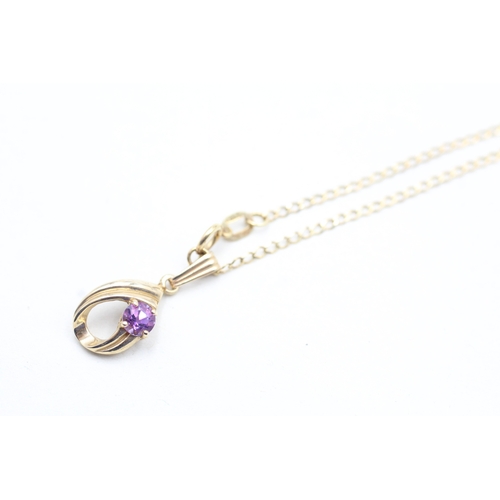 85 - 9ct gold amethyst set pendant necklace (2.1g)