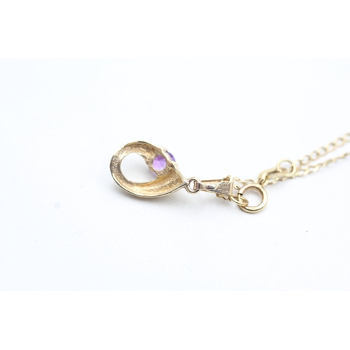 85 - 9ct gold amethyst set pendant necklace (2.1g)