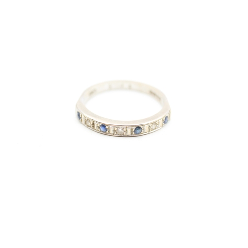 88 - 18ct gold sapphire & diamond half eternity ring (3.3g) Size O