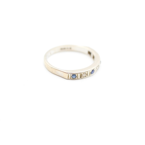 88 - 18ct gold sapphire & diamond half eternity ring (3.3g) Size O