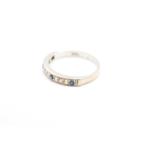 88 - 18ct gold sapphire & diamond half eternity ring (3.3g) Size O