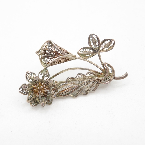 340 - 8x silver filigree design brooches   56.5g