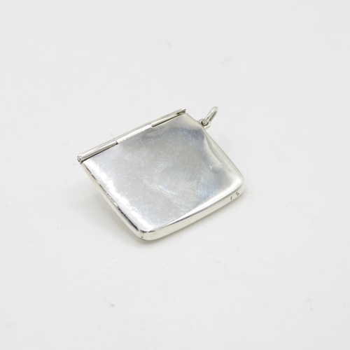 346 - HM Sterling Silver 925 with turquoise stamp envelope with tight closing hinged lid in excellent cond... 