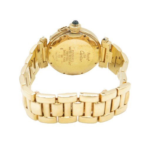 458 - Cartier Pasha 18ct Gold Watch – 38mm dial with full hallmarks to bracelet and watch.  Fully serviced... 