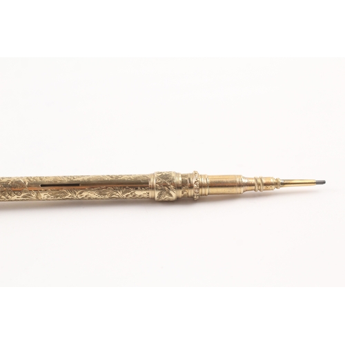 100 - 9ct gold cased Victorian retractable pencil with internal pen nib and fitted case (27.6g)