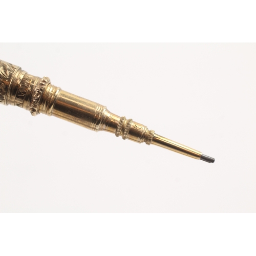 100 - 9ct gold cased Victorian retractable pencil with internal pen nib and fitted case (27.6g)