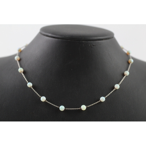 138 - 9ct white gold opal necklace (3.5g)