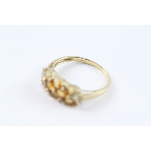 144 - 9ct gold citrine dress ring (2.6g) Size U