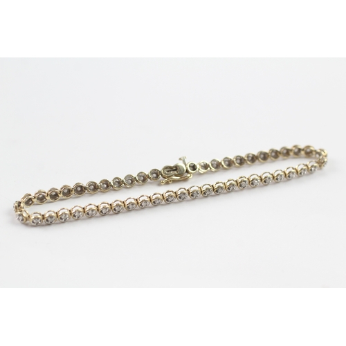 149 - 9ct gold diamond tennis bracelet (6g)