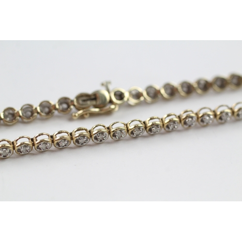 149 - 9ct gold diamond tennis bracelet (6g)