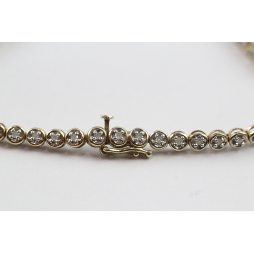 149 - 9ct gold diamond tennis bracelet (6g)