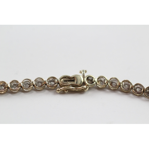 149 - 9ct gold diamond tennis bracelet (6g)