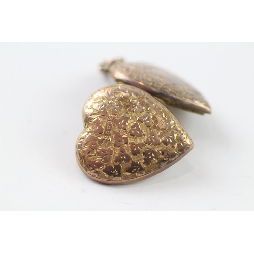 177 - 9ct gold back and front heart locket (3.8g)