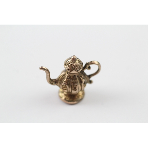 188 - 9ct gold antique teapot design seal charm (1.9g)