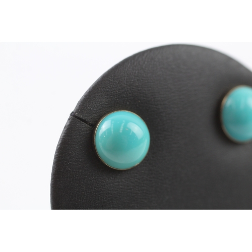 195 - 9ct gold turquoise stud earrings (3.3g)