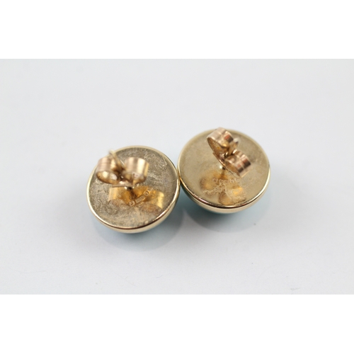 195 - 9ct gold turquoise stud earrings (3.3g)