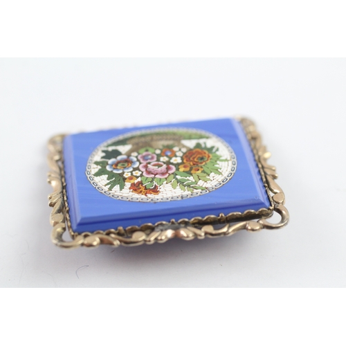 2 - 9ct gold mounted Victorian micro mosaic brooch (11.9g)