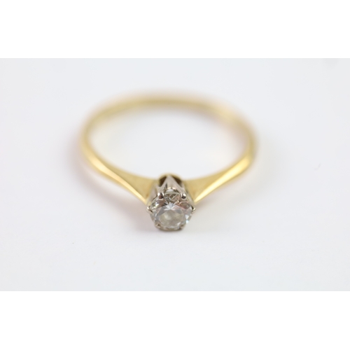 238 - 9ct gold vintage diamond solitaire dress ring (1.2g) Size I 1/2