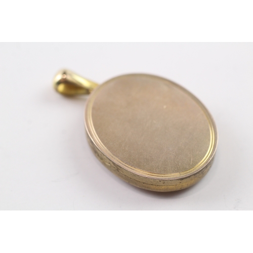 240 - 9ct gold front and back locket with pearl and paste detail (16.4g)