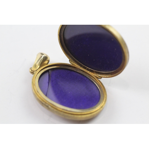 240 - 9ct gold front and back locket with pearl and paste detail (16.4g)