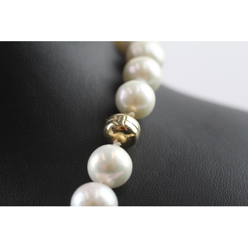 263 - 9ct gold clasped pearl necklace (109.9g)