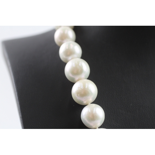 263 - 9ct gold clasped pearl necklace (109.9g)