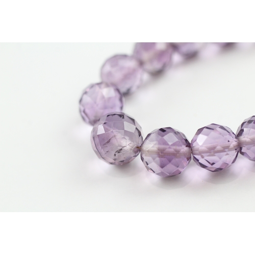 268 - 9ct gold clasped amethyst bead necklace (45.6g)