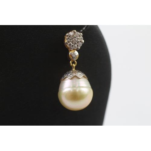 279 - 18ct gold pearl and diamond drop earrings (7.9g)