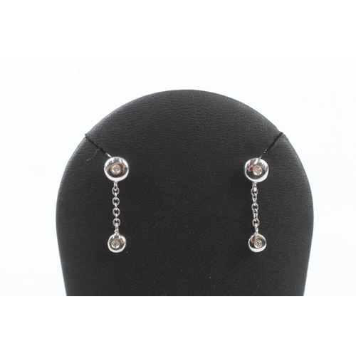 290 - 18ct gold diamond set drop earrings (3g)