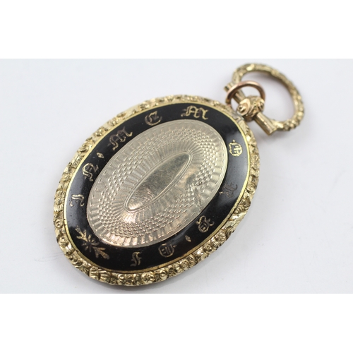 294 - 9ct gold back and front Victorian mourning locket (14.8g)