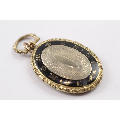 294 - 9ct gold back and front Victorian mourning locket (14.8g)