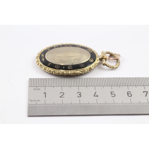 294 - 9ct gold back and front Victorian mourning locket (14.8g)