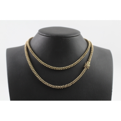 3 - 9ct gold antique fancy link chain (44.1g)