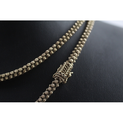 3 - 9ct gold antique fancy link chain (44.1g)