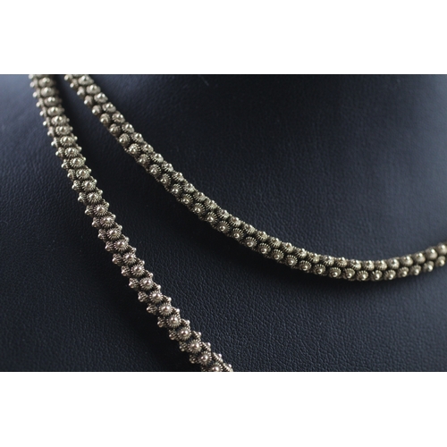 3 - 9ct gold antique fancy link chain (44.1g)