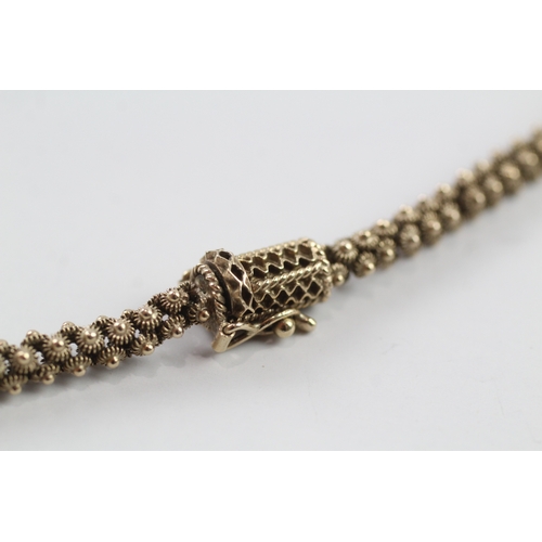 3 - 9ct gold antique fancy link chain (44.1g)