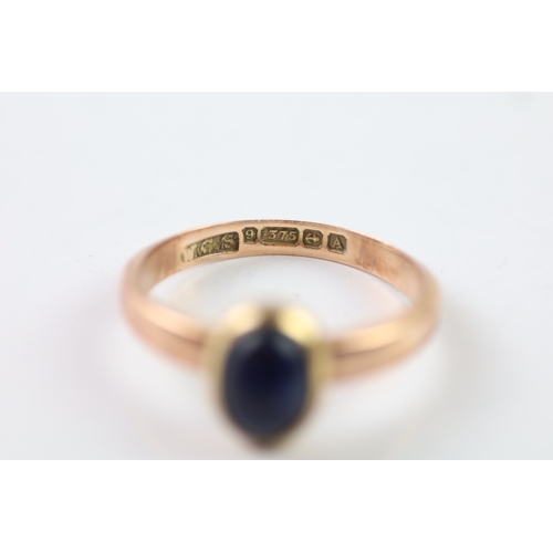 318 - 9ct gold blue gemstone ring (3.1g) Size O