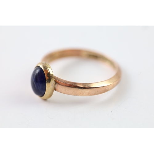 318 - 9ct gold blue gemstone ring (3.1g) Size O