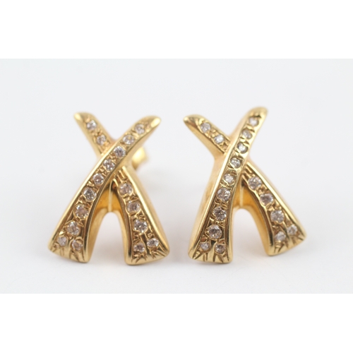 322 - 9ct gold cubic zirconia set cross earrings (4.8g)