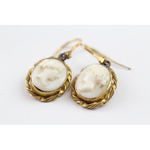 330 - Victorian gold shell cameo earrings (4.7g)