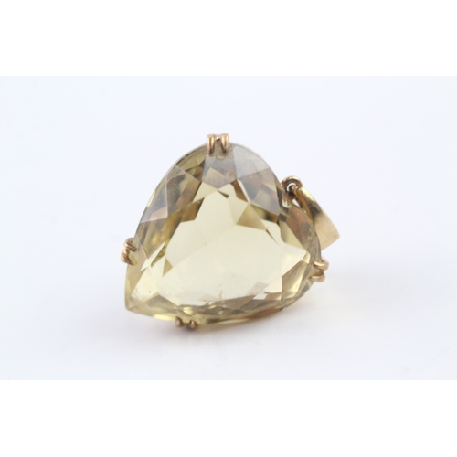 335 - 9ct gold faceted citrine heart pendant (7.9g)