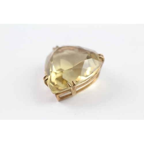 335 - 9ct gold faceted citrine heart pendant (7.9g)