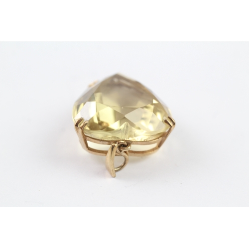 335 - 9ct gold faceted citrine heart pendant (7.9g)