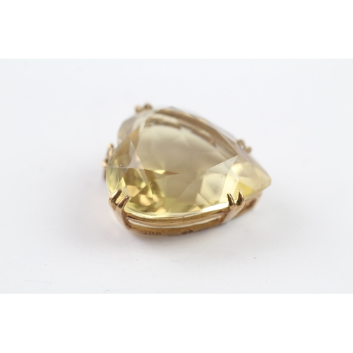 335 - 9ct gold faceted citrine heart pendant (7.9g)