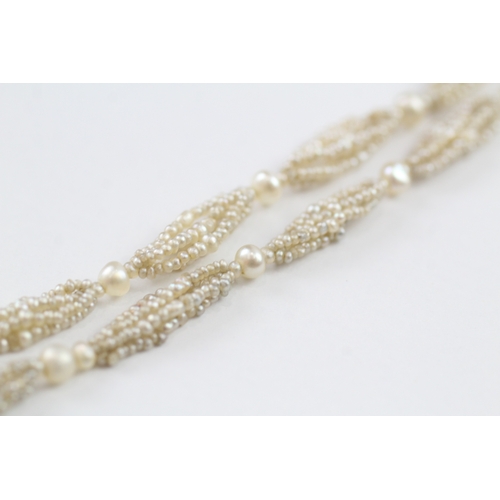 343 - 14ct gold clasped pearl necklace, as found (6.2g)