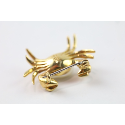 344 - 18ct gold pearl crab brooch (4.4g)