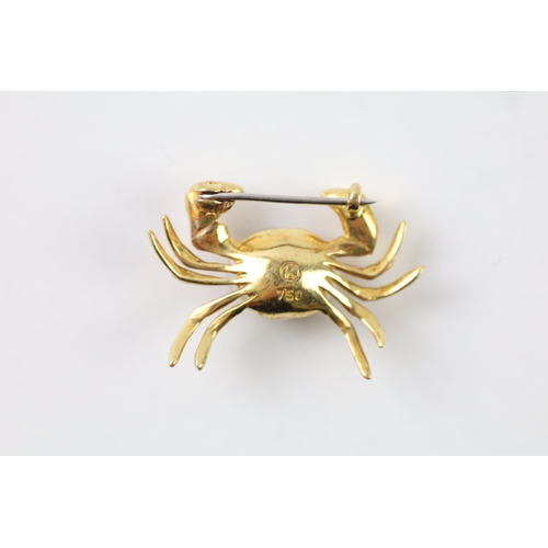 344 - 18ct gold pearl crab brooch (4.4g)